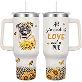 Caiibaoob Pug Tumbler for Womens,Vacuum Insulated Travel Cup 40oz