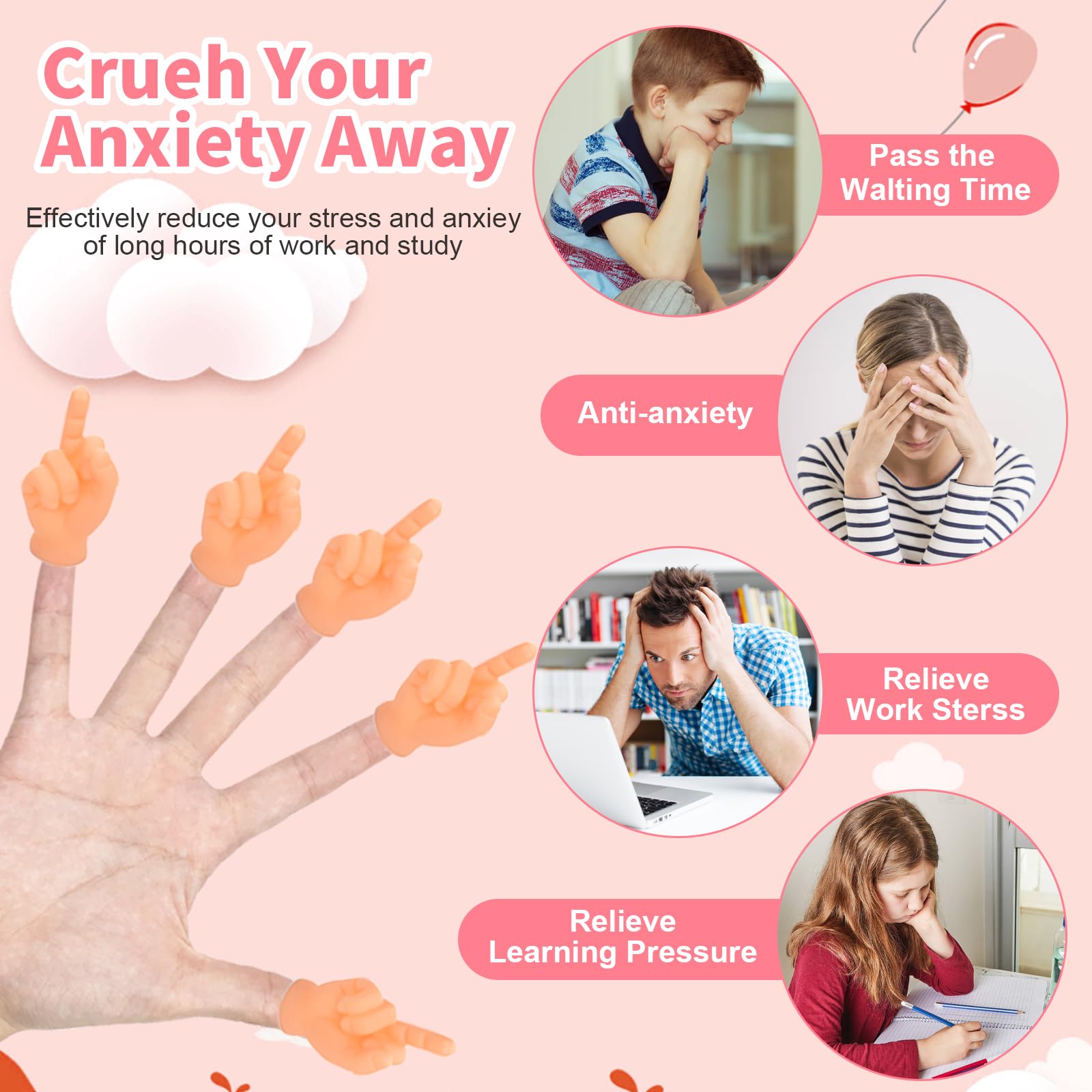 30 PCS Tiny Middle Finger Puppet, Miniature Small Hands, Mini Finger Hands Funny Hand Puppet for Game, Fun and Realistic Design Party Favors for Adults Kids