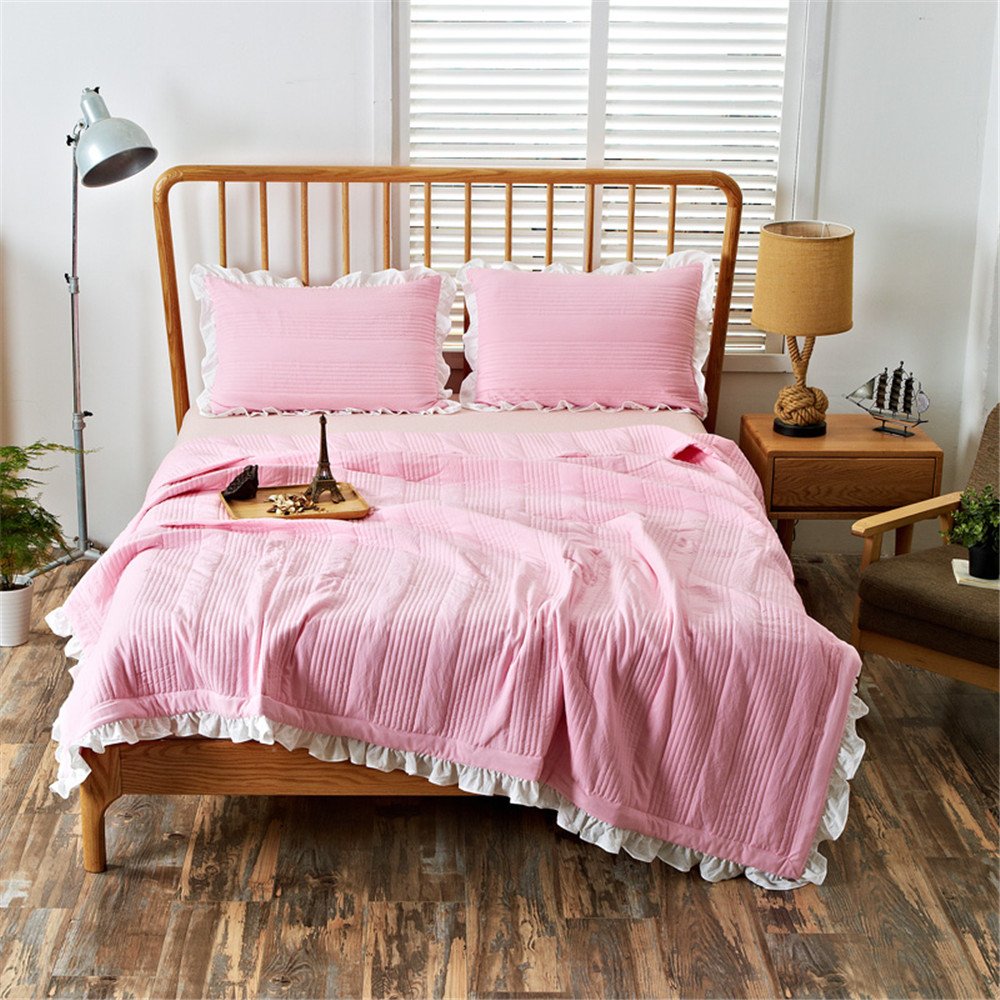 Cheap Newrara Girls Korean Ruffle Bedding Sets Romantic Pink 100