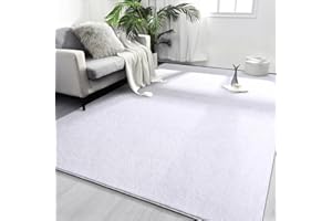 FlyDOIT Area Rugs for Bedroom Living Room, 4x6 White Super Soft Comfy Thickened Memory-Foam Indoor Carpets, Modern Aesthetic Minimalist Carpet for Boys Girls Adults Apartment Nursery Home Décor