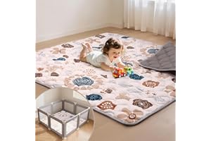 Duwenem Baby Play Mat for Floor,50x50 Inch Soft Padding Crawling Mat for Playpen, Foldable and Machine Washable, Thick for Babies & Toddlers,Boho Flower