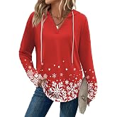 Zeagoo Hoodies for Women Long Sleeve Drawstring V Neck Pullover Sweatshirts Shirts Loose Casual Fall Tops