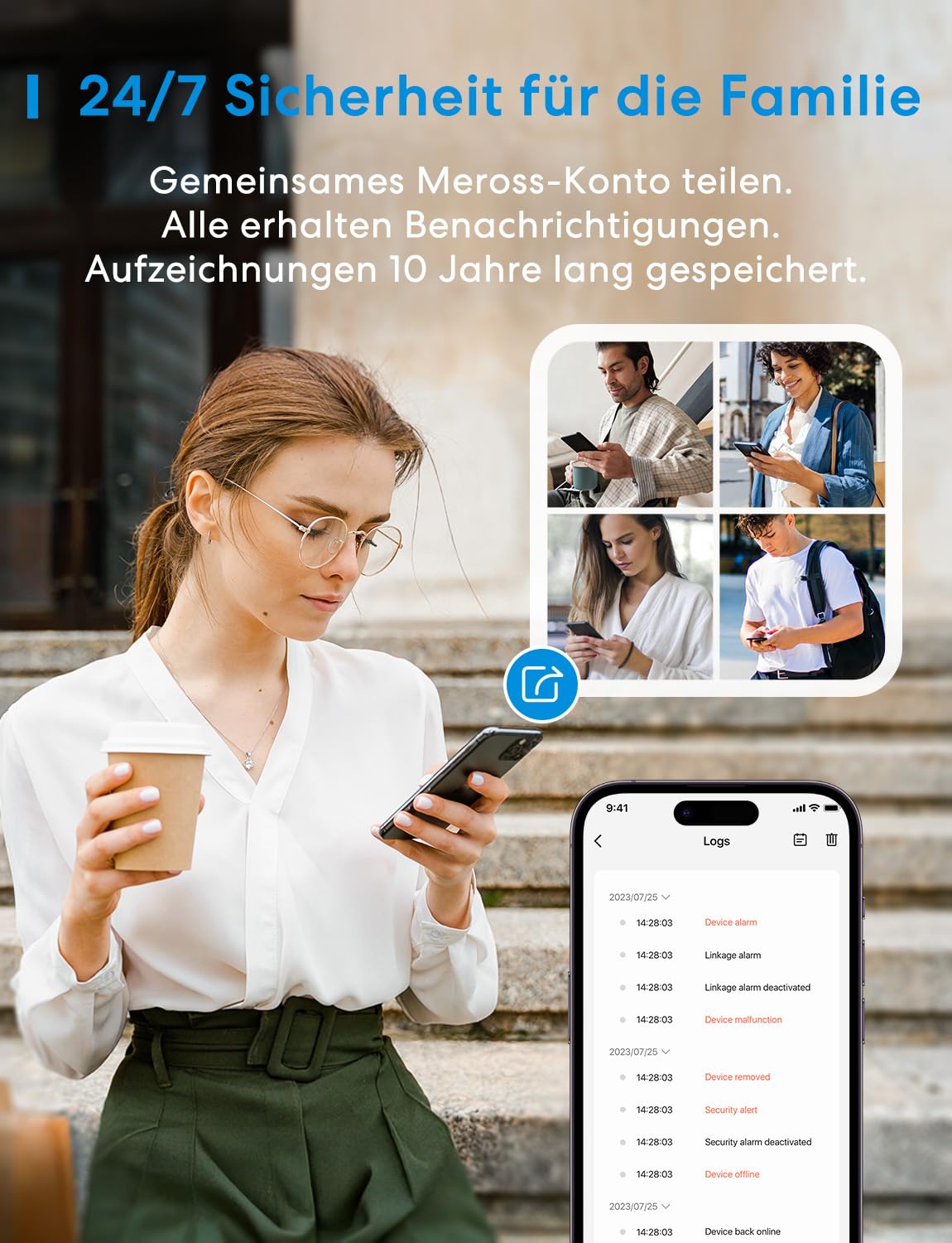 Meross Matter Rauchmelder vernetzt, Smart Feuermelder WLAN mit Dual-Lichtsensor, Brandmelder mit APP Warnmeldung, Kompatibel mit Home Assistant, HomeKit, Alexa, Google, 33 mm, mit MSH450 Hub, 3 Stück 6