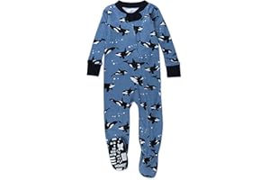 HonestBaby Non-Slip Footed Pajamas One-Piece Sleeper Zip-Front Pjs 100% Organic Cotton for Baby Boys