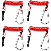 4 Pack Trailer Breakaway Cable, 6FT Spring Towing Coiled Wire with Pin | Heavy Duty Trailer Brake Away Cable, Break Away Lanyard Accessories for RV Trailer Emergency
