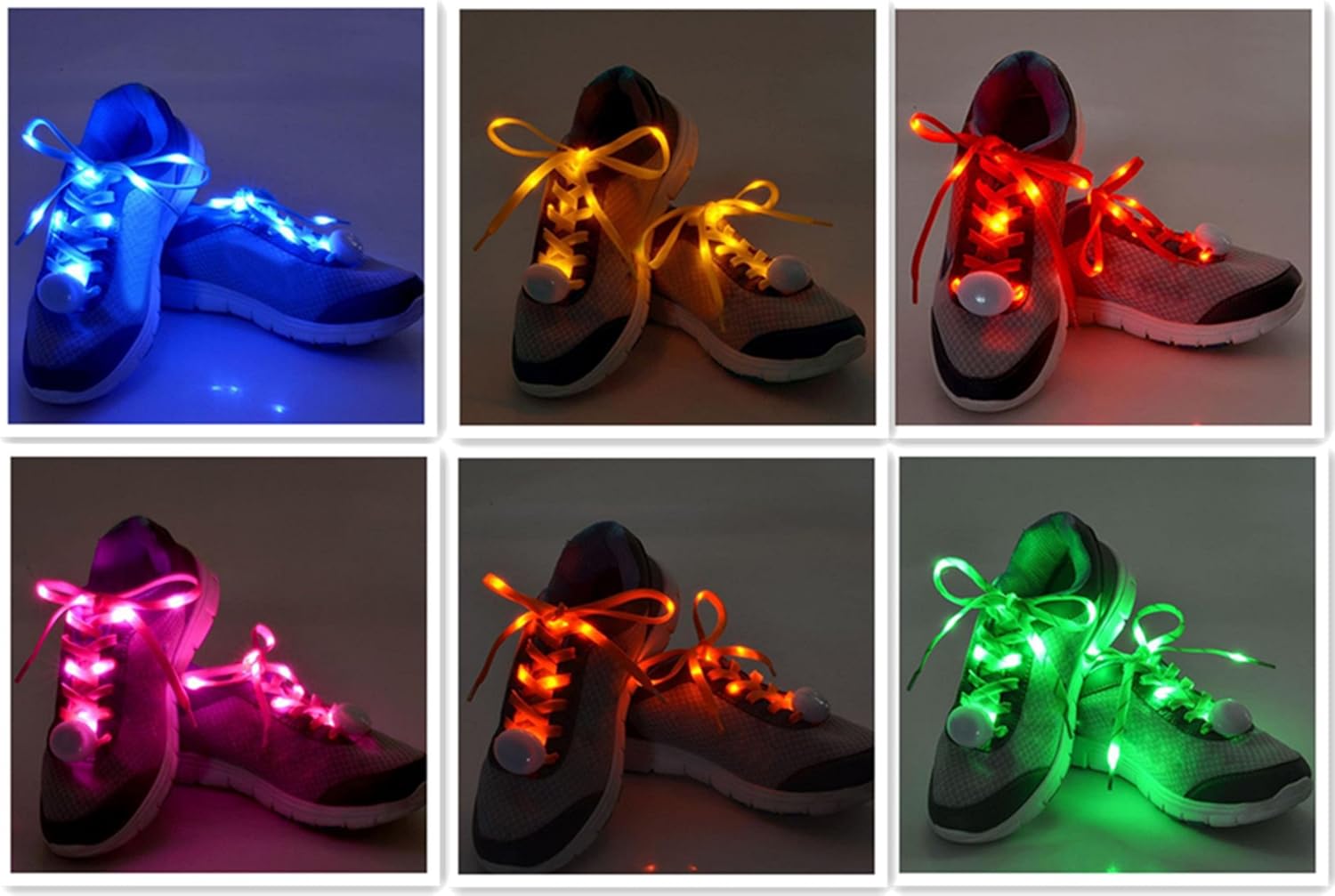 Jofan 6 Pairs Nylon LED Shoelaces Light Up Shoe Laces with 3 Modes in 6 Colors for Party Favors Hip-hop Dancing Cycling Hiking Skating: Sports & Outdoors