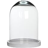 Lights4fun Campana de Cristal con Base de Bambú de 19 cm para