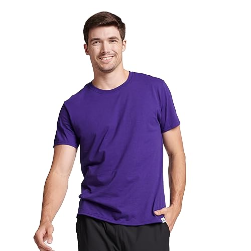 Russell Athletic mens Cotton Performance Short Sleeve T-shirt T Shirt, Purple, Large US