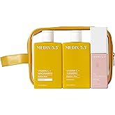 MEDIX Vitamin C Cream + Wash + Hyaluronic Acid Serum 3PC Travel Kit Skin Care Set - Vitamin C Body Lotion & Body Wash + 3% Hyaluronic Serum Skincare Set To Improve Look Of Dark Spots & Dry Skin, 3PC