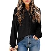 Dokotoo Womens Waffle Knit Crochet Lace Shirts 2025 Fall Long Sleeve Button Down Blouses
