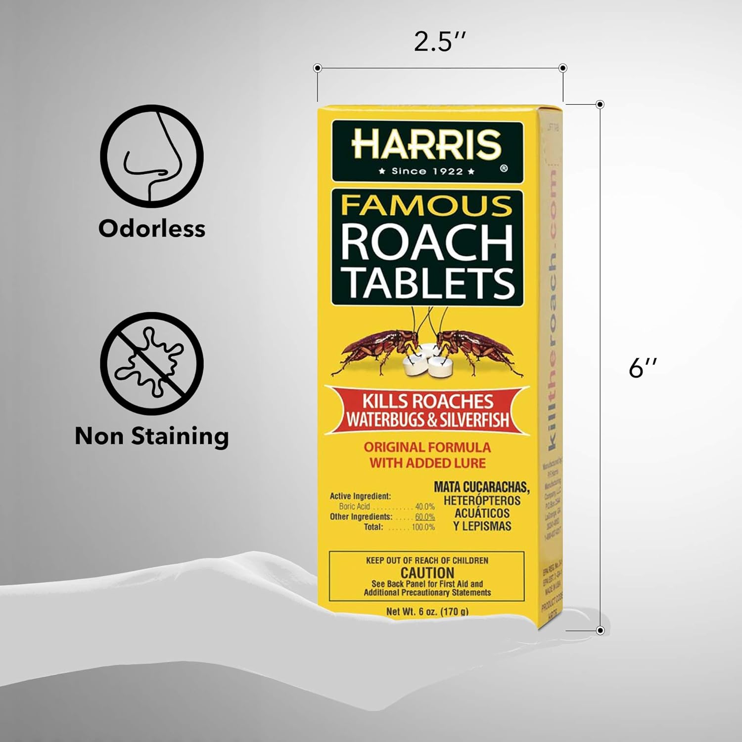 Harris Roach Tablets, Boric Acid Roach Killer with Lure, Alternative to Bait Traps (6oz, 145 Tablets) : Insect Traps : Garden & Outdoor