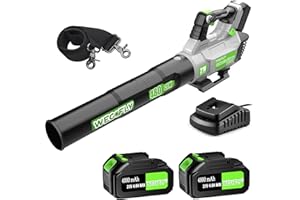 WeGofly Leaf Blower Cordless,480CFM Electric Cordless Leaf Blower with 21V 2x4.0Ah Battery Powered, with Variable Speed dial from, Turbo Button, and Cruise Control, Blowers for Lawn Care