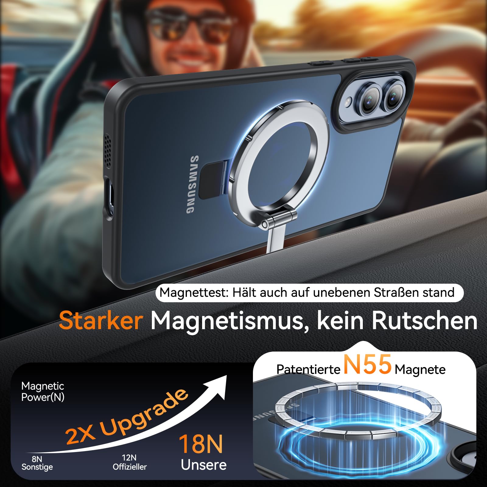 Cum2giff Hülle für Samsung Galaxy S25 Edge Hülle mit Ständer, Magnetische Schutzhülle, Durchscheinend Matt Stoßfeste Handyhülle Samsung S25 Edge Case, Schwarz 7