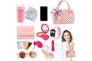 Play Purse for Little Girls – Toy Purse with Accessories, Princess Dress-Up Handbag with Jewelry Makeup Set | Pretend Play Pu