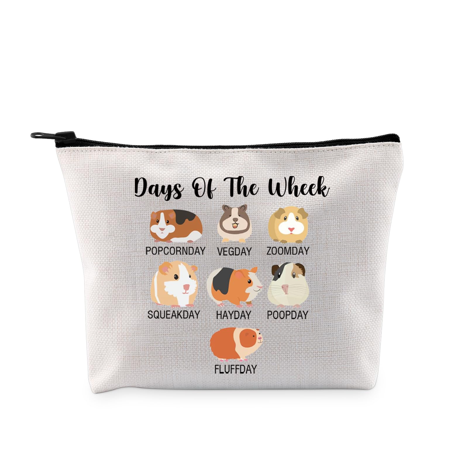PYOUL Guinea Pig Lover Gift Days of The Wheek Makeup Bag Cute Guinea Pig Mom Cosmetic Bag Guinea Pig Owner Gift Cavy Gift (Days of The Wheek Bag)