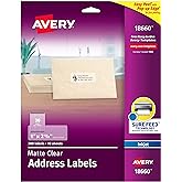 Avery Printable Address Labels with Sure Feed, 1" x 2-5/8", Matte Clear, 300 Blank Mailing Labels (18660)
