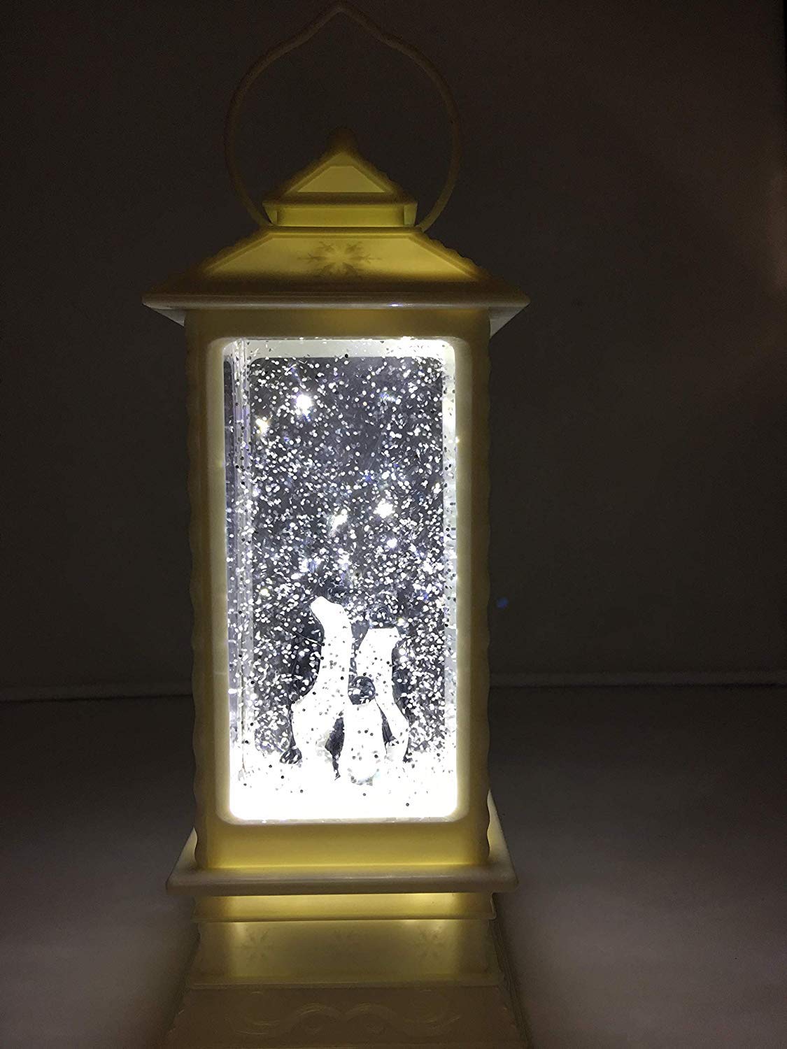 Christmas lantern water filled snow globe led decoration santa snowman Premier Christmas Decoration White 27cm Lantern Snow Glitter Water