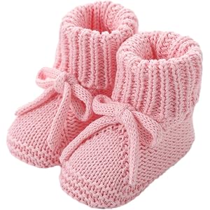 DSORVICD Newborn Baby Boys Girls Knitted Booties Soft Sole Shoes Socks | First Walking Socks for 0-12 Months Infant and Toddl