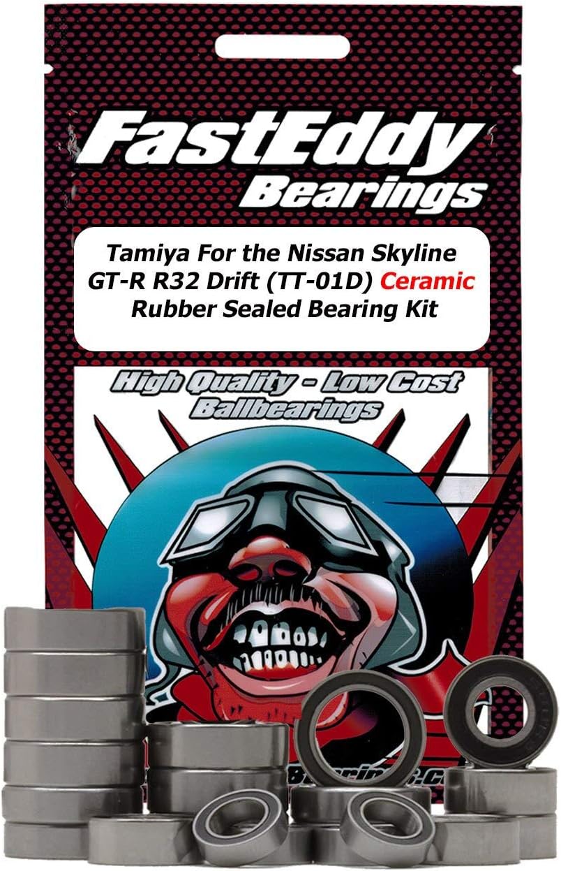 FastEddy Bearings Compatible with Tamiya Nissan Skyline GT-R R32 Drift TT-01D Ceramic Sealed Bearing Kit