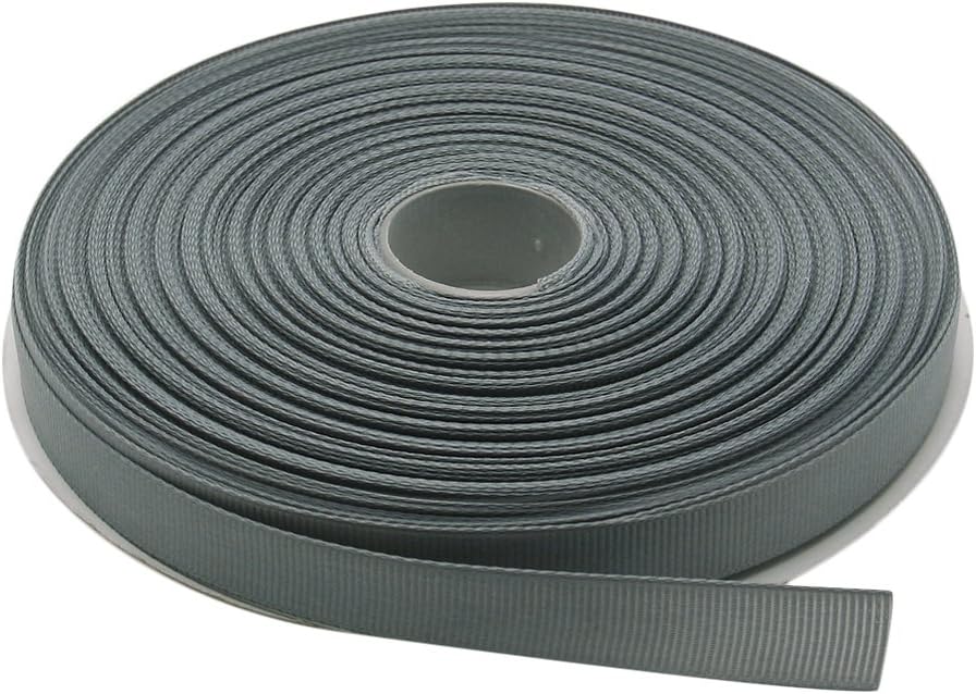 Topenca Supplies 1/2 Inches x 50 Yards Double Face Solid Grosgrain Ribbon Roll, Grey
