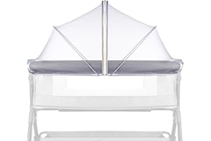 DUSHARKFUN Bassinet Cover Mosquito Net for Babies to Keep Insects/Bugs/Cats Out, Toddler Bassinet/Bedside Sleeper/Crib Net with Two-Way Zippers & Storage Bag, Breathable Mesh Holes, White