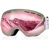 EXP VISION Snowboard Ski Goggles Men Women Youth, Anti Fog OTG Winter Snow Goggles Spherical Detachable Lens