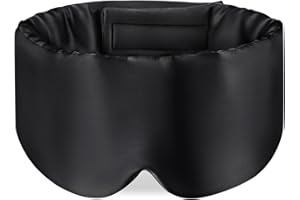 Zenssia 100% Mulberry Silk Sleep Mask Eye Mask for Man and Woman with Adjustable Headband, Full Size Large Sleep Mask & Blindfold for Total Blackout for All Night Sleep, Travel & Nap- Black