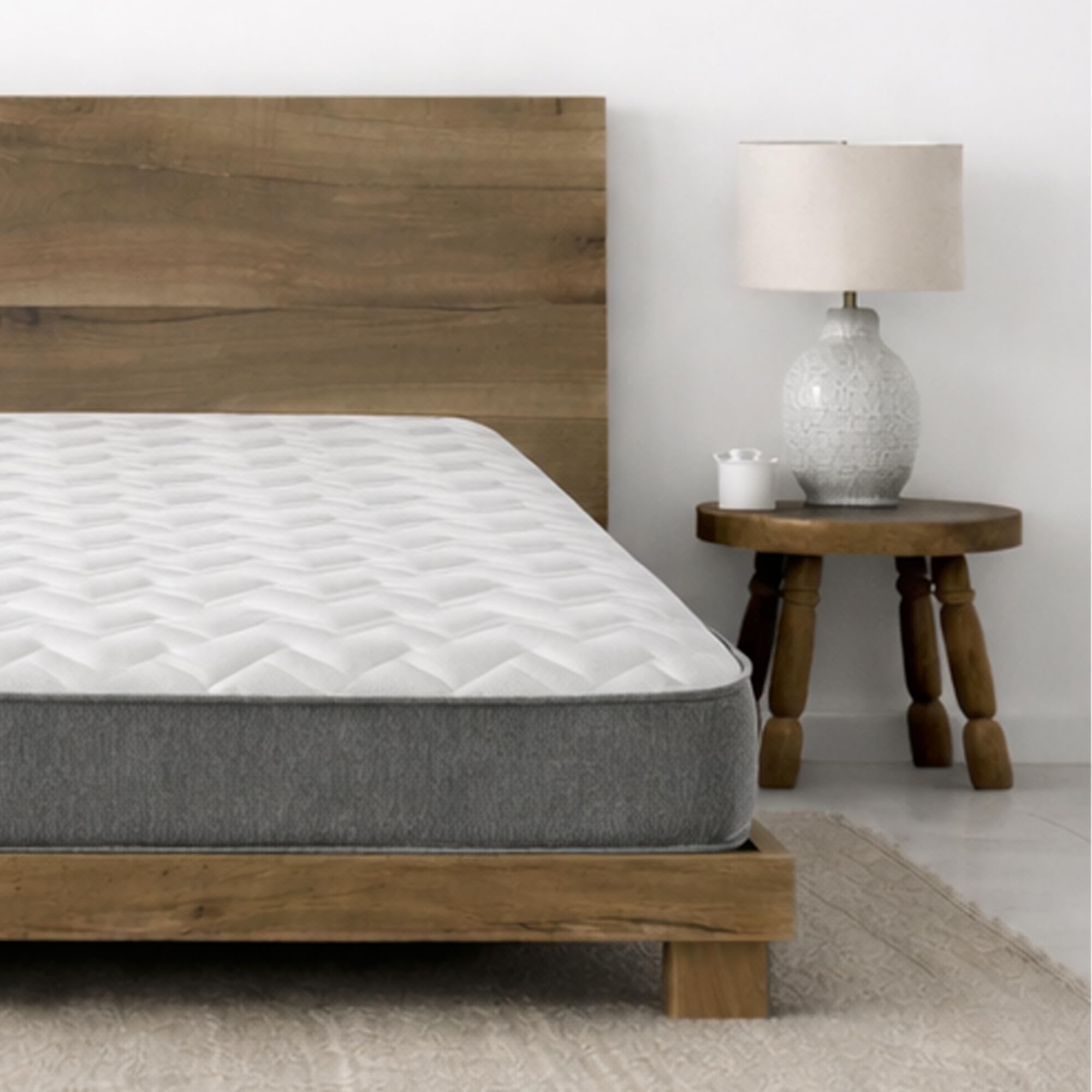 Starlight Beds Kingsize Mattress with Springs & Memory Foam - Grey Zig Zag Model. 8 Inch Budget Mattress, Soft, 150x200cm