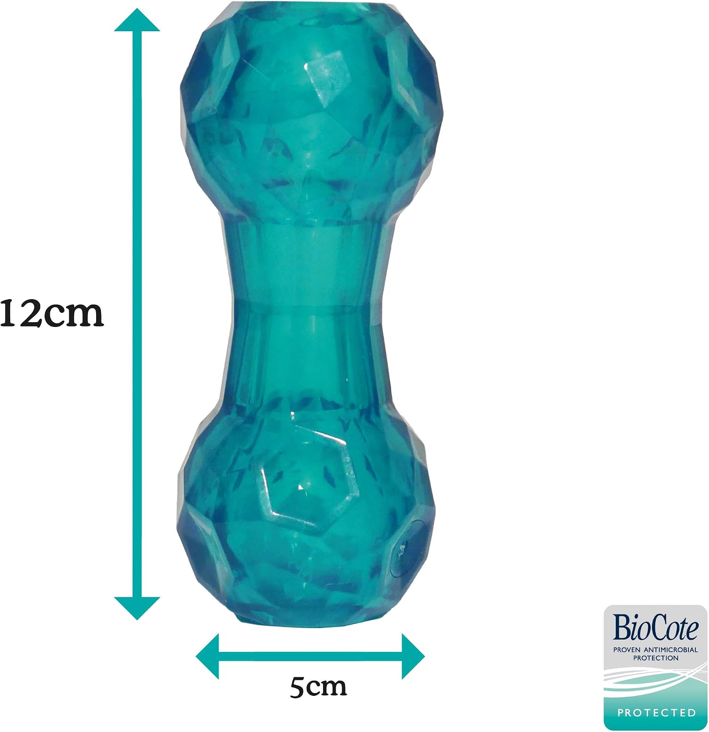 Rosewood tough puppy toy dumbbell shaped treat dispenser dog toy for small dogs and puppies made of tough material, mint scented, blue - Image 5