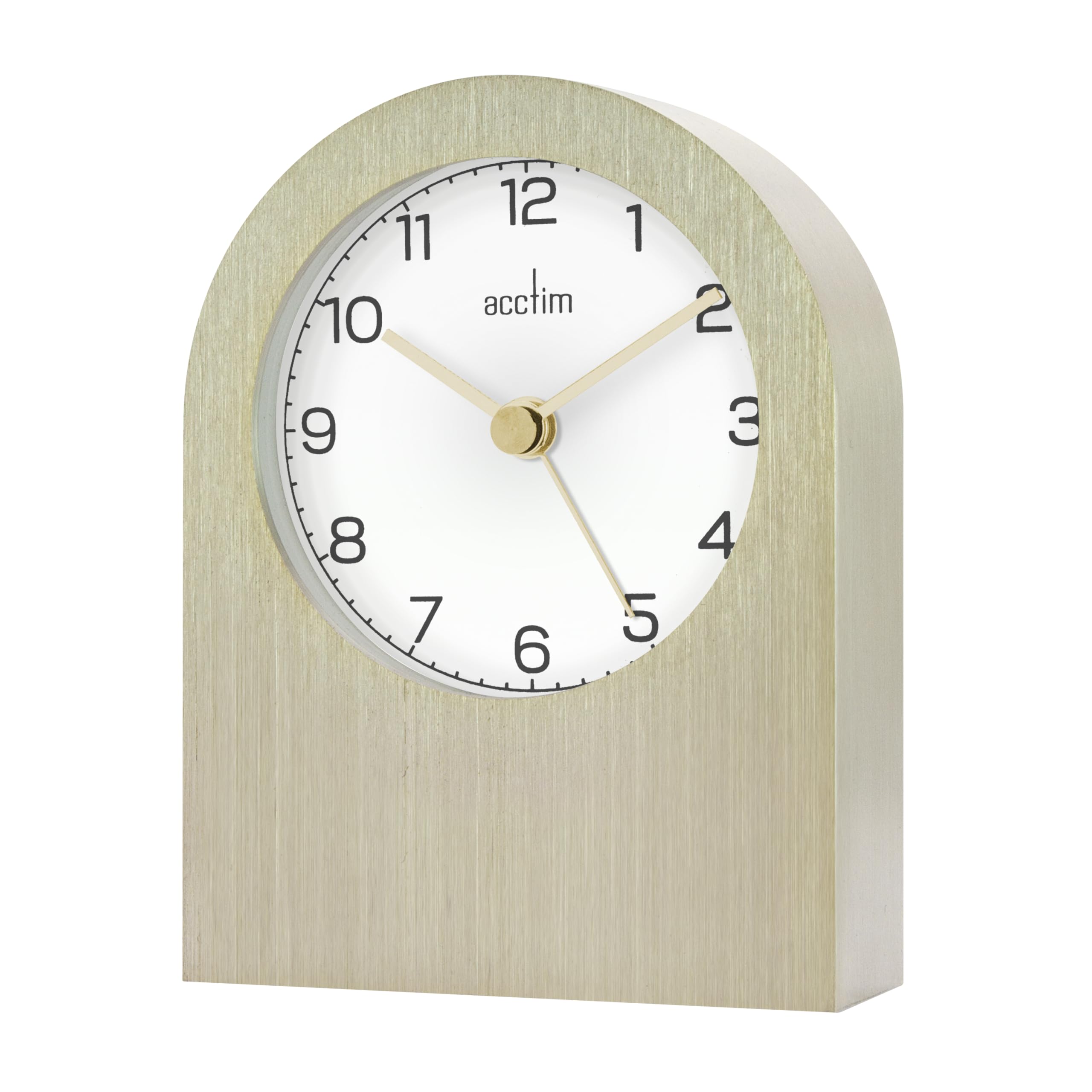 Acctim Sutherland Mantel Clock Quartz Brushed Metal Contemporary Energy Efficient Movement (Champagne)
