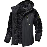 TACVASEN Men's Winter Skiing Jackets Water Resistant Fleece Coats Insulated Thermal Snowboard Jacket Parka Raincoat with Hood