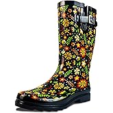 landchief Rain Boots for Women, Waterproof Ladies Tall Knee High Rubber boots,Comfort Garden Boots Anti-Slip Mid Heel Women Rain Shoes Outdoor