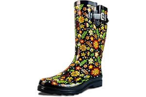 landchief Rain Boots for Women, Waterproof Ladies Tall Knee High Rubber boots,Comfort Garden Boots Anti-Slip Mid Heel Women Rain Shoes Outdoor