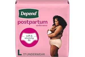Depend Postpartum Underwear for Women, Adult Incontinence Underwear, Maximum Absorbency, Large, 17 Count