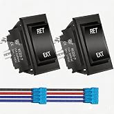 DaierTek Momentary RV Jack Switch 30 Amp 12V DC Reverse Polarity Rocker Switch Motor Control DPDT 4 Pin Power Jack Toggle Switch with Wires for 5th Wheel Tongue Trailer Stabilizer -2Pack