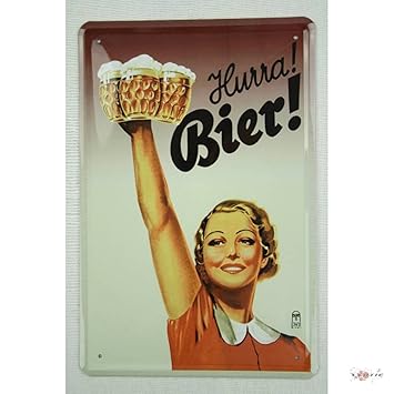 Hurra Bier Blechschild Gewölbt Neu 20x30cm VS2771A