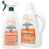 Charlie's Soap Kitchen & Bath Surface Cleaner Refill Kit (107 fl oz) Eco-Friendly Spray & Wipe Multi-Purpose cleaner Safe for Sensitive Skin (2 Pack - One 32oz Sprayer and One 75oz Refill)