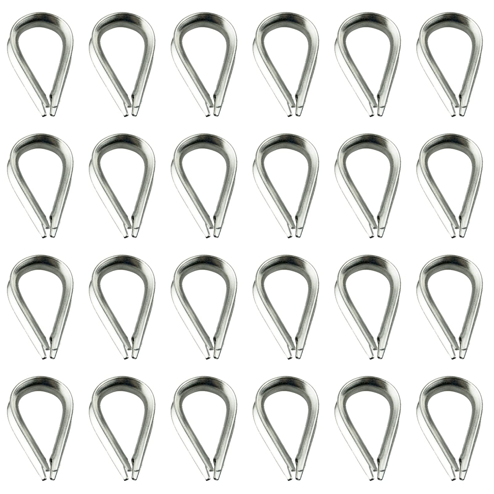 24 Pcs M3 304 Stainless Steel Cable Lug Wire Rope Thimbles for 2.5-3.0mm Steel Wire Rope Cable Rigging