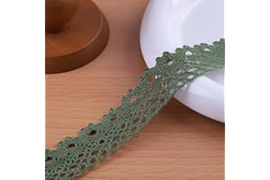DYSHIPEN 20 Yards x 1 Inch Lace Ribbon Vintage Lace Trim Crochet Cotton Lace Edge for Christmas Package DIY Sewing Wedding Bridal Dress,Costume,Crafts and Sewing (Dark Green)
