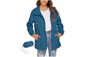 QotLoyi Rain Jacket Women Lightweight Waterproof Hooded Raincoat Packable Windbreaker Jackets with Pockets Fall Fashion 2025