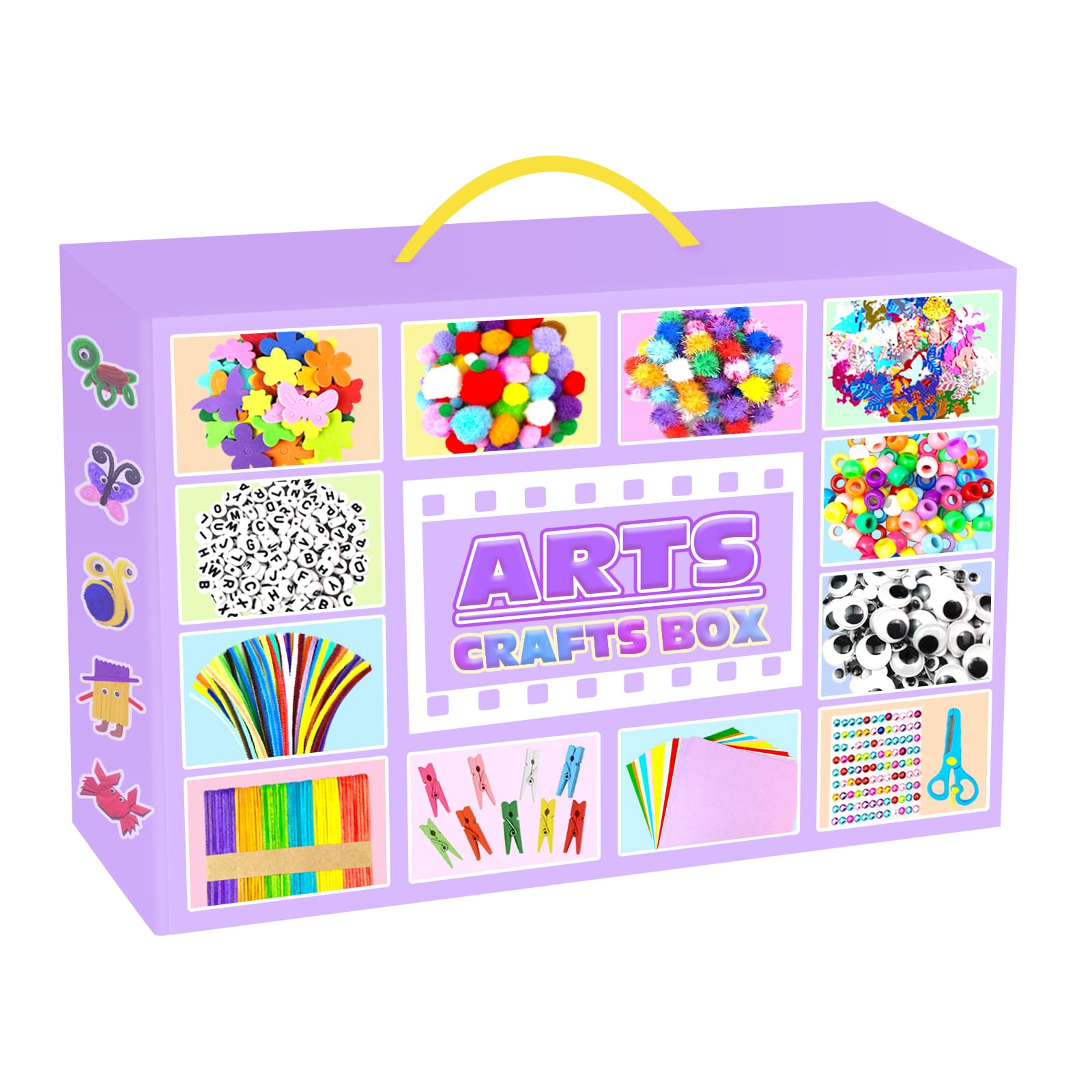 Arts and Crafts Supplies for Kids - 2000Pc Craft Kit with Pipe Cleaners DIY Craft Kit for Kids Art School Supply Materials Set All in Crafting Box Toys Gifts for Girls Boys Age 4 5 6 7 8 9 10 11 & 12