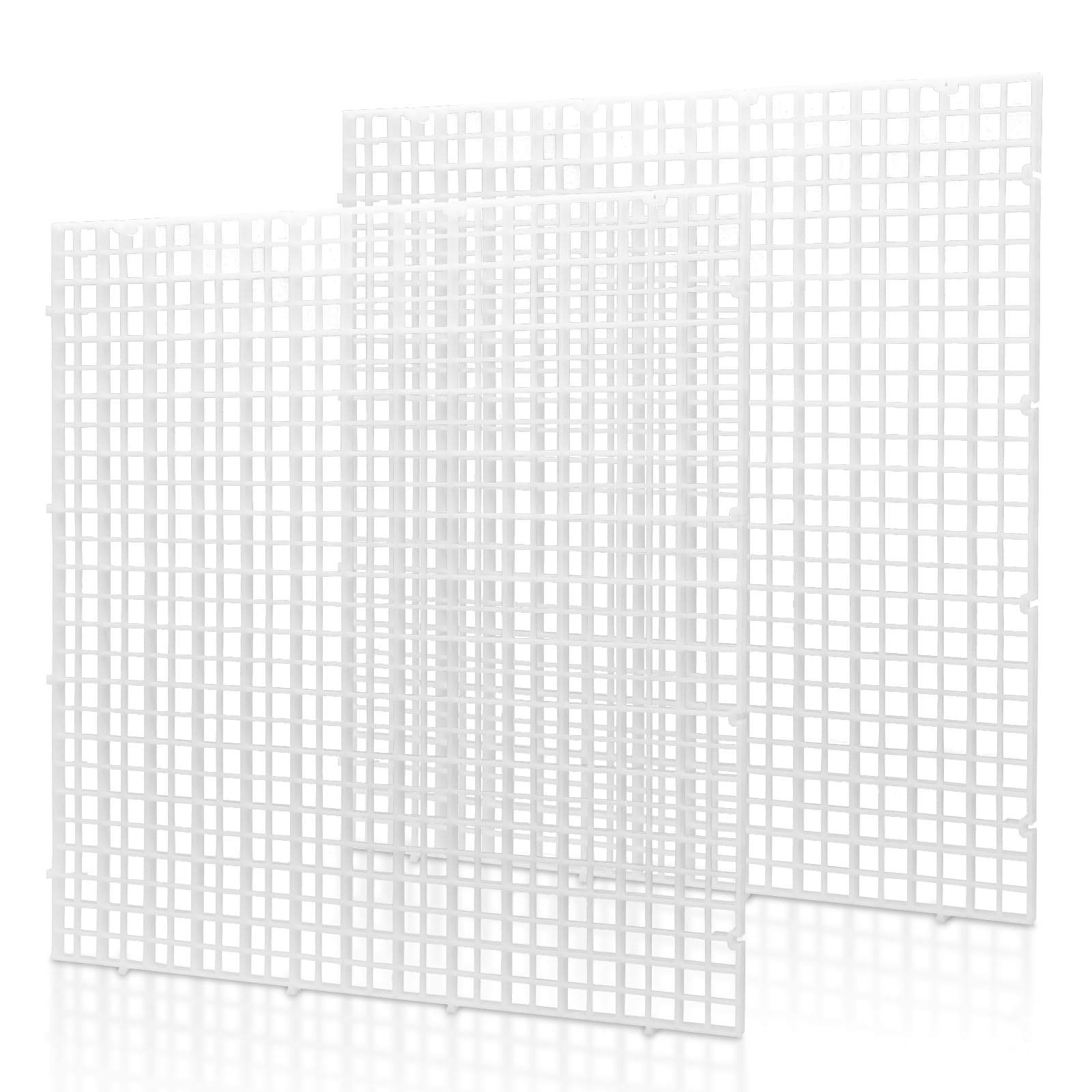 LINLAN 2 Pieces 11.8x11.8in (30X30cm) Aquarium Grid Plastic, Fish Tank Divider, Egg Crate for DIY Filtration and Bottom Protection in Aquascaping (White-No Accessories)