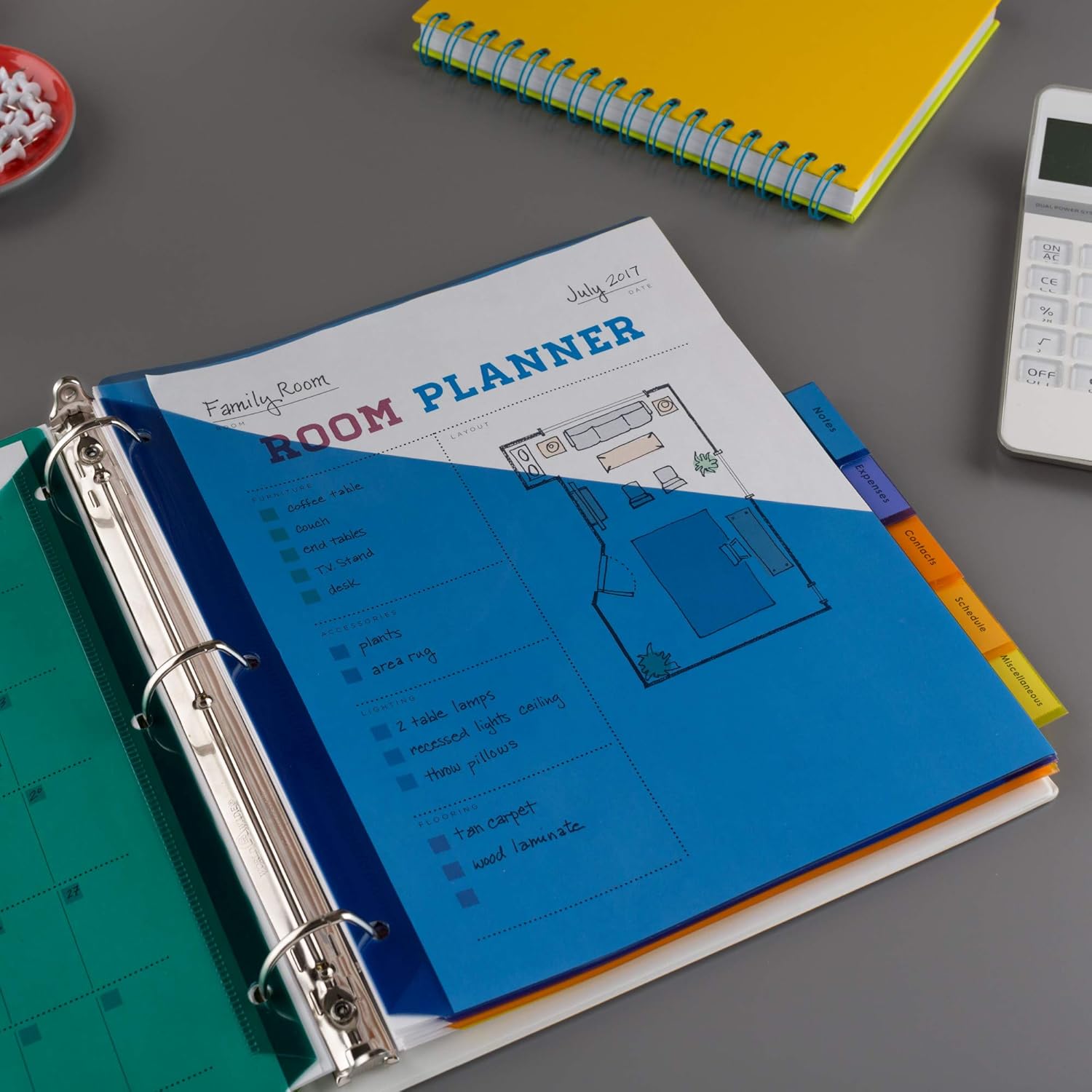 Avery 8-Tab Plastic Binder Dividers with Pockets, Insertable Multicolor Big Tabs, 1 Set (11907) : Binder Index Dividers : Office Products