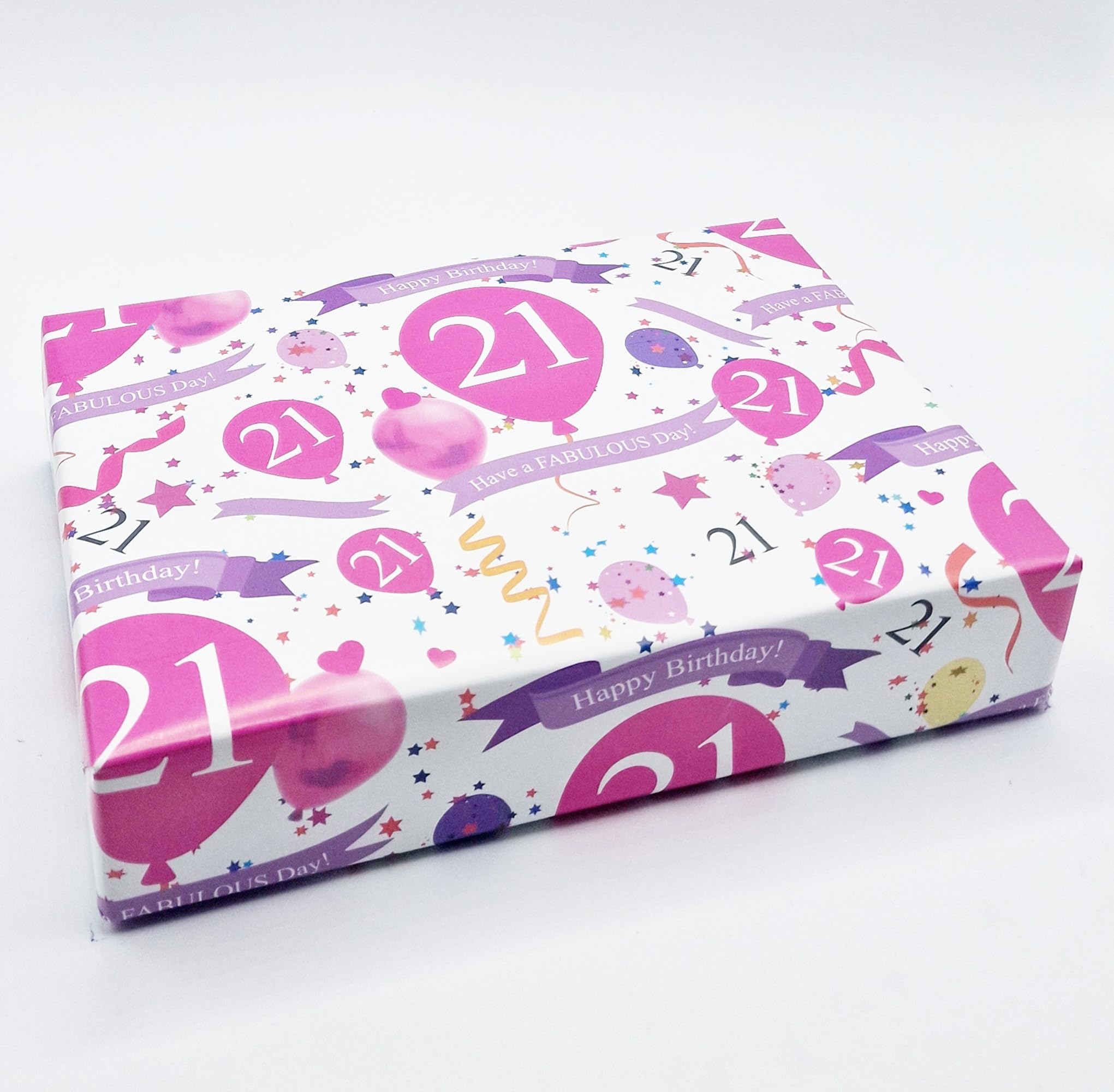 4 Sheets + 4 Gift Tags 21st Birthday Wrapping Paper Age 21 Birthday Pink Gift Wrap Female (AWP)