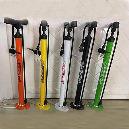 Krevia Multi-Functional Portable Bicycle Cycling Bike Air Pump Tyre Tire Ball with Pressure Meter- 1pc (Multi Color)