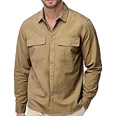 TUNEVUSE Mens Western Shirt Casual Long Sleeve Button Down Shirts Regular Fit Button Up Work Shirts with Two Pockets Cotton