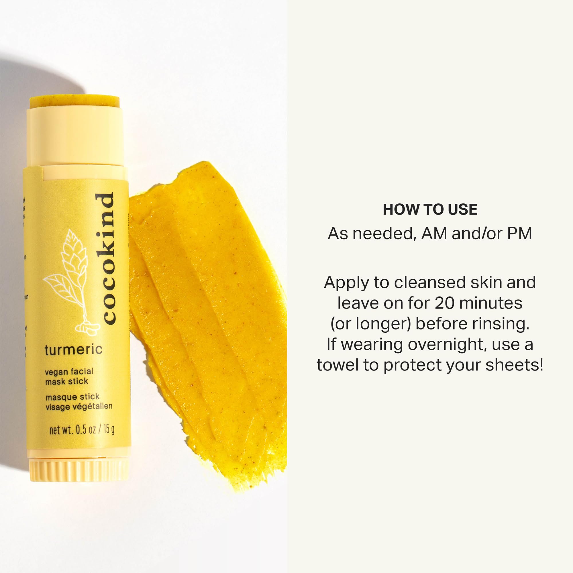 Cocokind Turmeric Mask Stick, Spot Treatment with Organic Turmeric, Tea Tree Oil, and Ginger Root, For Dark Spots and Acne