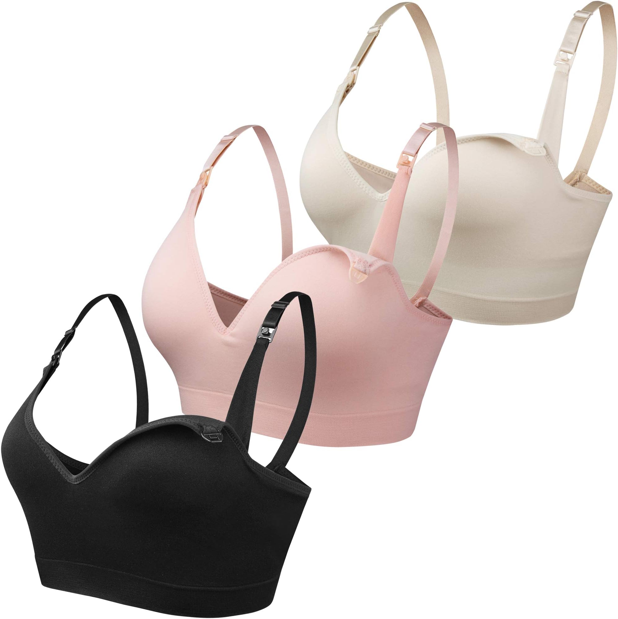 BAOMOSI Women's Sleeping Nursing Maternity Bra Push up Wirefree Breastfeeding Bra 3-Pack