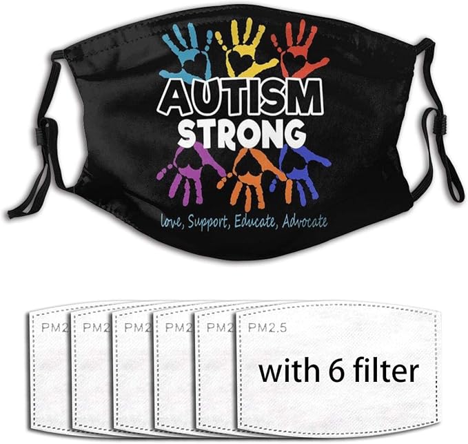 Autism Awareness Face Mask Adjustable Reusable Cloth Black Scarves