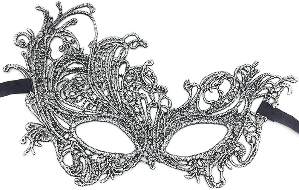 XAOBNIU Halloween Silver Lace Mask Party Masquerade Princess Half Face Mask (Color : C)